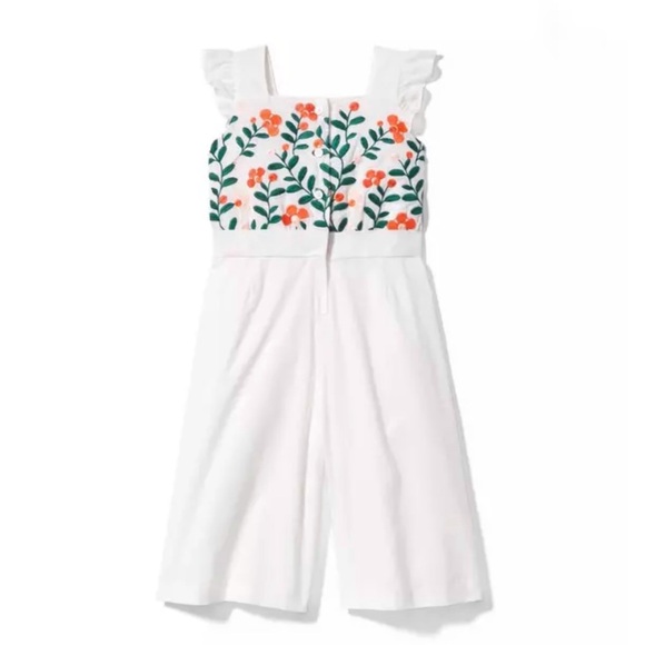 Janie and Jack white embroidered Floral Jumpsuit - Picture 3 of 9